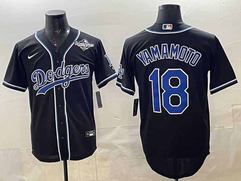 Men 2026 Nike Los Angeles Dodgers #18 Yamamoto Black Game MLB Jersey 032->->